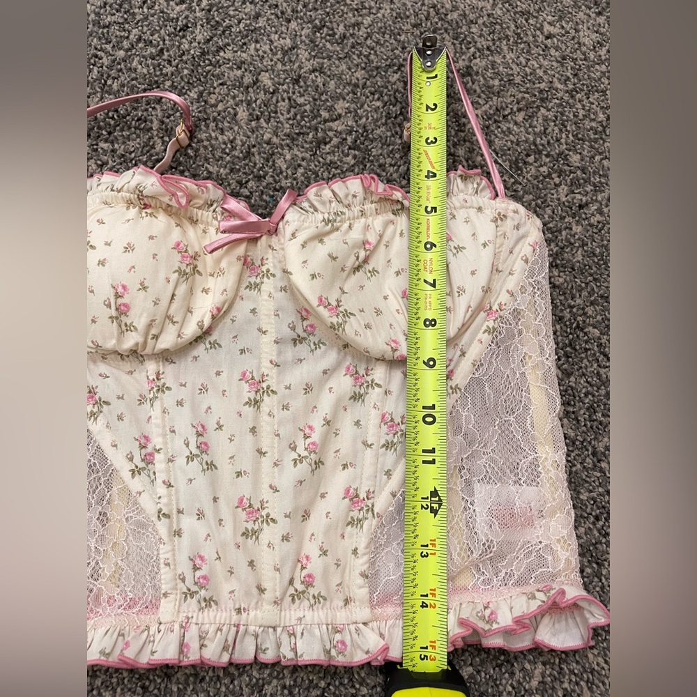 The Lace Collection Y2K Pink Floral Cottagecore Lace Corset M Camisoles Babydoll - Picture 9 of 9